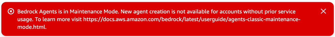 AWS Bedrock Agents Classic Maintenance Mode